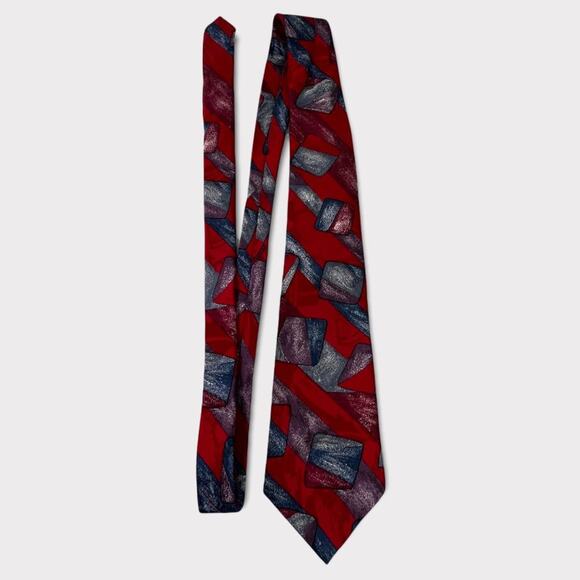 J.S. Blank & Co. Men's Abstract Necktie 100% Silk Red Purple Blue White - Picture 3 of 11